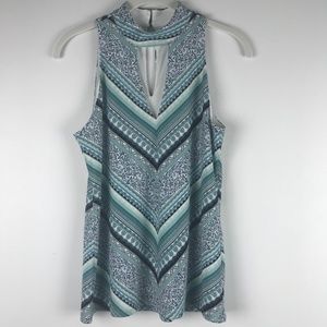 WHBM | Blue Chevron Sleeveless Blouse